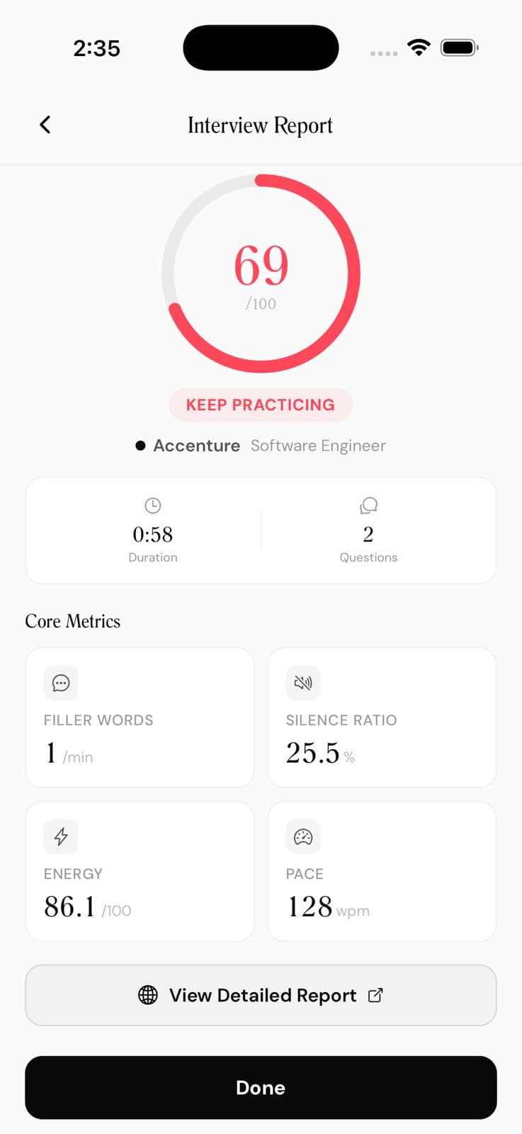 AI interview feedback report